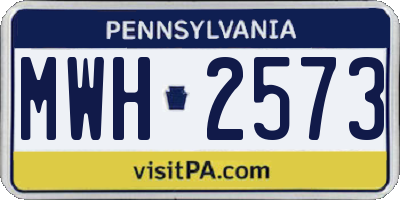 PA license plate MWH2573