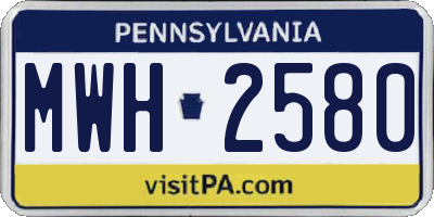 PA license plate MWH2580