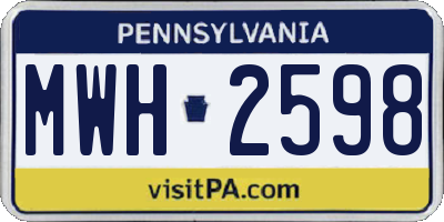 PA license plate MWH2598