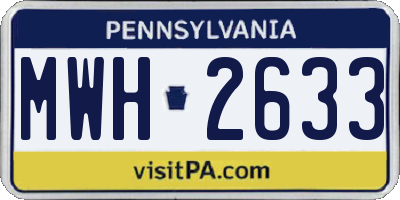 PA license plate MWH2633
