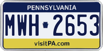 PA license plate MWH2653