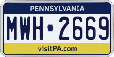 PA license plate MWH2669