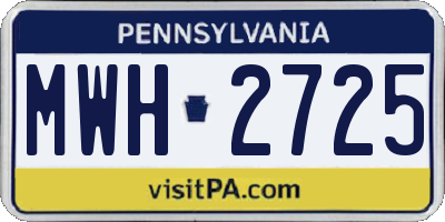 PA license plate MWH2725