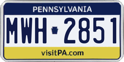 PA license plate MWH2851
