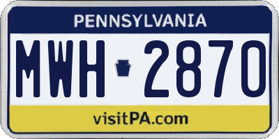 PA license plate MWH2870