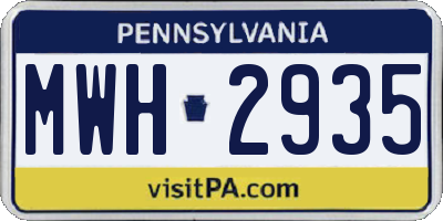 PA license plate MWH2935