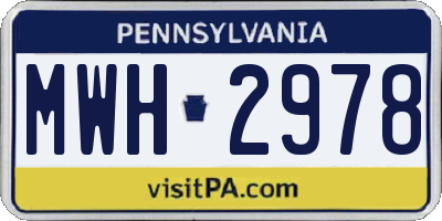 PA license plate MWH2978