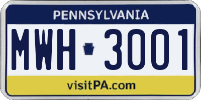 PA license plate MWH3001