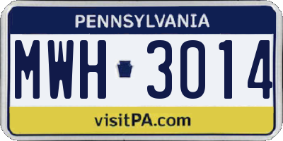 PA license plate MWH3014