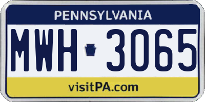 PA license plate MWH3065