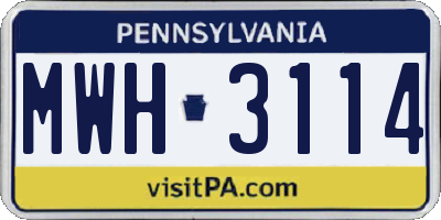 PA license plate MWH3114