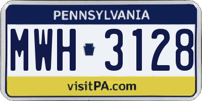 PA license plate MWH3128