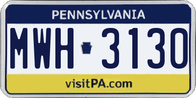 PA license plate MWH3130