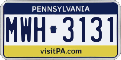 PA license plate MWH3131