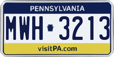 PA license plate MWH3213