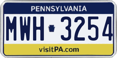 PA license plate MWH3254