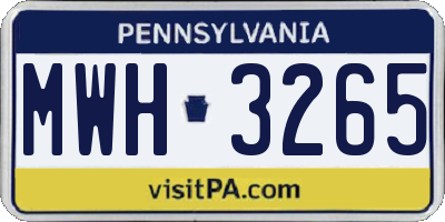 PA license plate MWH3265