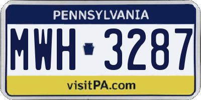 PA license plate MWH3287