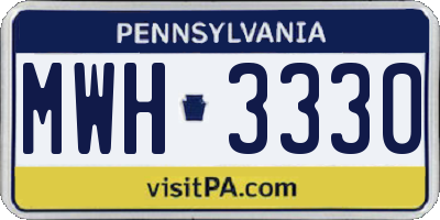 PA license plate MWH3330