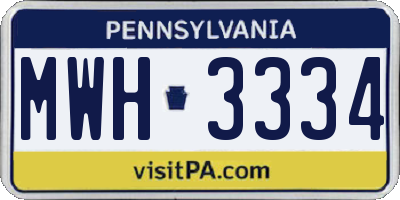 PA license plate MWH3334