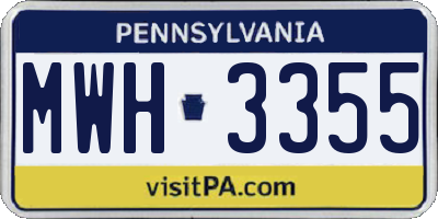 PA license plate MWH3355