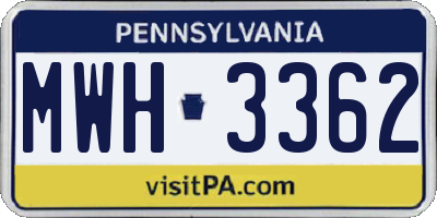 PA license plate MWH3362