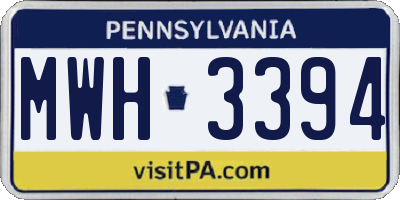 PA license plate MWH3394