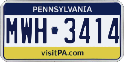 PA license plate MWH3414