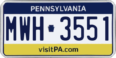 PA license plate MWH3551