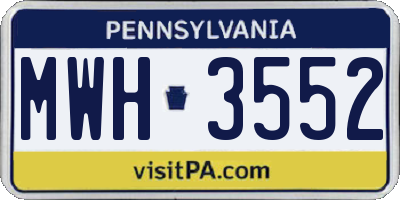 PA license plate MWH3552