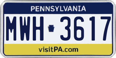 PA license plate MWH3617