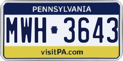PA license plate MWH3643
