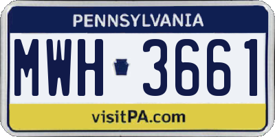 PA license plate MWH3661
