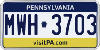 PA license plate MWH3703
