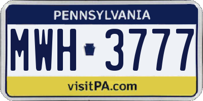 PA license plate MWH3777