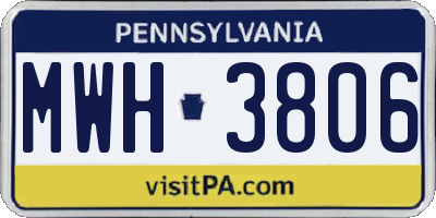 PA license plate MWH3806