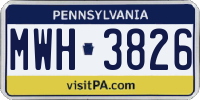PA license plate MWH3826