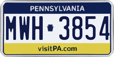 PA license plate MWH3854