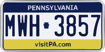 PA license plate MWH3857