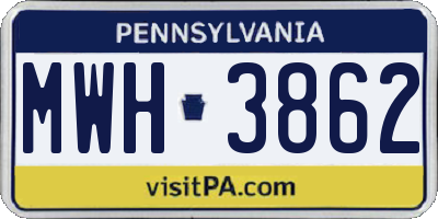 PA license plate MWH3862
