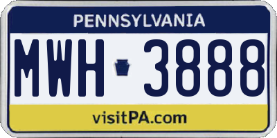 PA license plate MWH3888
