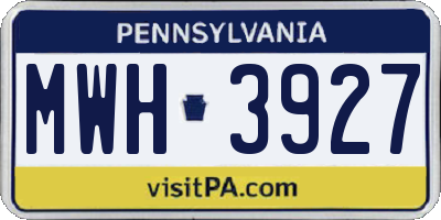 PA license plate MWH3927