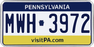PA license plate MWH3972