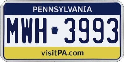 PA license plate MWH3993