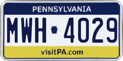 PA license plate MWH4029