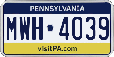 PA license plate MWH4039
