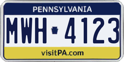 PA license plate MWH4123