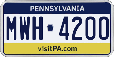 PA license plate MWH4200