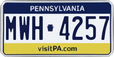 PA license plate MWH4257