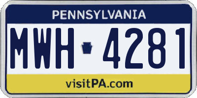 PA license plate MWH4281